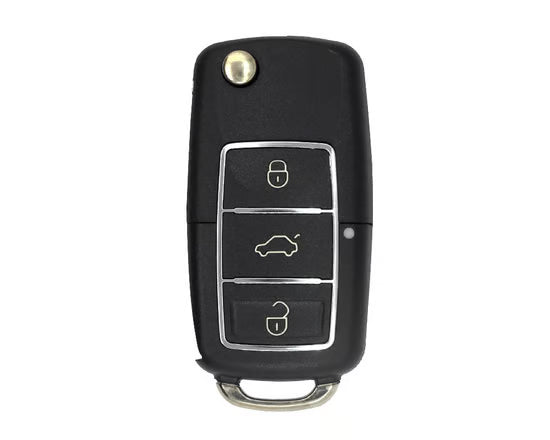 Volkswagen VW Chrome Remote Key Shell 3 Buttons with Battery Holder And Head
