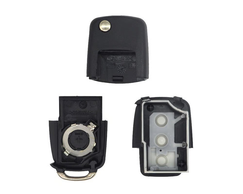 Volkswagen VW Chrome Remote Key Shell 3 Buttons with Battery Holder And Head
